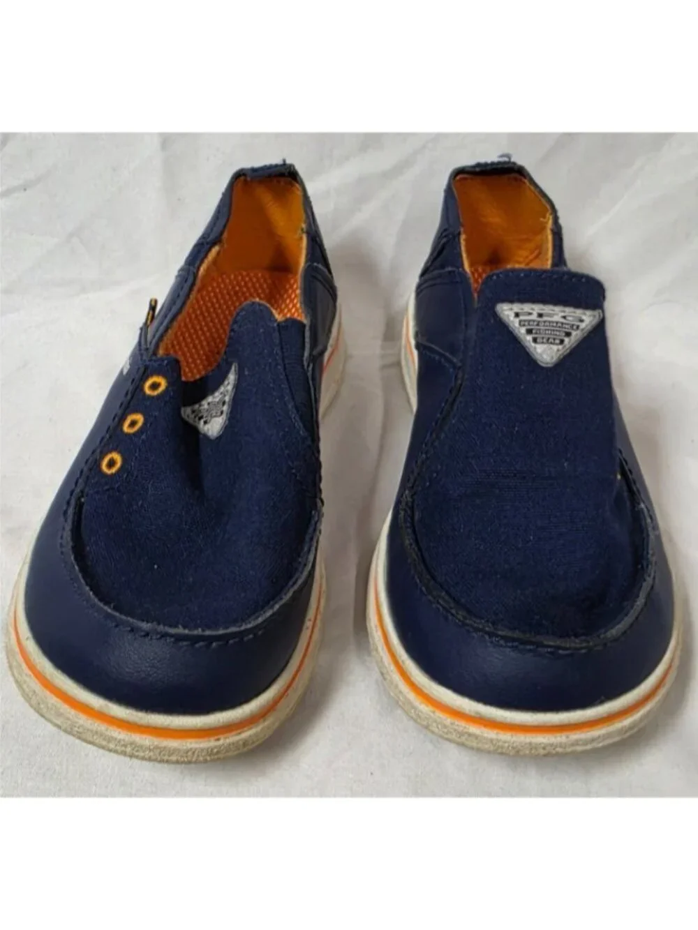 Columbia Bahama PFG Size 1 Navy Blue, Slip On Omni Grip Fish Outdoors Kids Shoes